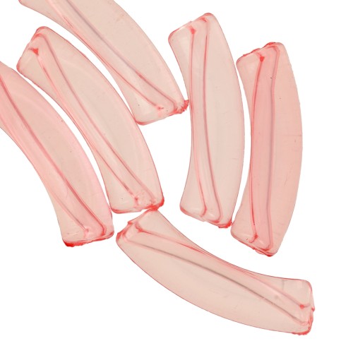 32x8mm Clear acrylic curved tube beads - Coral x6