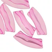 Clear acrylic 35x11 mm curved tube beads - Pink x6