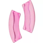Clear acrylic 35x11 mm curved tube beads - Pink x6