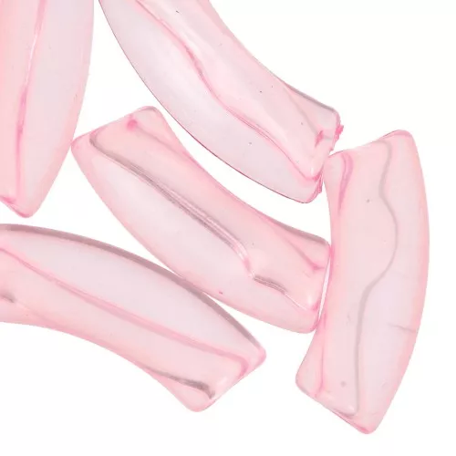 Clear acrylic 35x11 mm curved tube beads - Light pink x6
