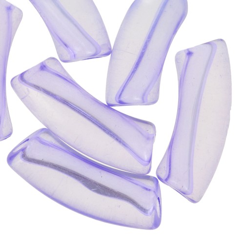 Clear acrylic 35x11 mm curved tube beads - Violet x6