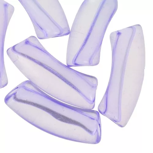 Clear acrylic 35x11 mm curved tube beads - Violet x6