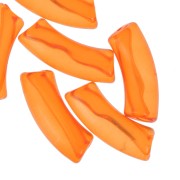 Clear acrylic 35x11 mm curved tube beads - Orange x6