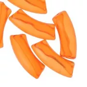 Clear acrylic 35x11 mm curved tube beads - Orange x6