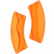 Clear acrylic 35x11 mm curved tube beads - Orange x6