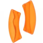 Clear acrylic 35x11 mm curved tube beads - Orange x6