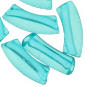 Clear acrylic 35x11 mm curved tube beads - Turquoise green x6