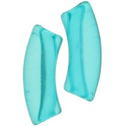 Clear acrylic 35x11 mm curved tube beads - Turquoise green x6