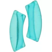 Clear acrylic 35x11 mm curved tube beads - Turquoise green x6