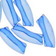 Clear acrylic 35x11 mm curved tube beads - Royal Blue x6