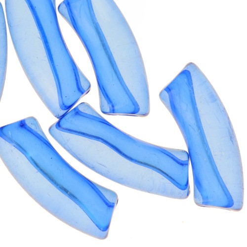 Clear acrylic 35x11 mm curved tube beads - Royal Blue x6