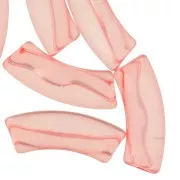 Clear acrylic 35x11 mm curved tube beads - Coral x6
