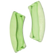 Clear acrylic 35x11 mm curved tube beads - Light green x6