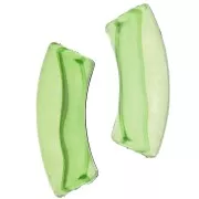 Clear acrylic 35x11 mm curved tube beads - Light green x6