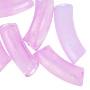 Curved tube beads 35x11 mm in transparent acrylic - Marbled Lilac x6