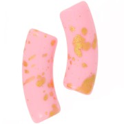 Curved tube beads 35x11mm in opaque acrylic - Pink - Mottled Gold x6