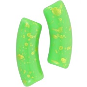 35x11mm curved tube beads in opaque acrylic - Apple Green - Mottled Gold x6