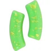 35x11mm curved tube beads in opaque acrylic - Apple Green - Mottled Gold x6