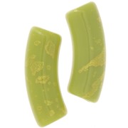 35x11mm curved tube beads in opaque acrylic - Anise Green - Gold Speckled x6