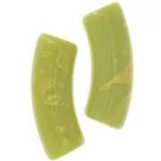 35x11mm curved tube beads in opaque acrylic - Anise Green - Gold Speckled x6