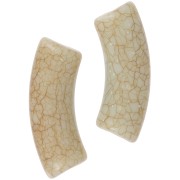 35x11mm Opaque acrylic curved tube beads - crackle effect - Beige x6