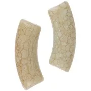 Curved tube beads 35x11mm crackle effect in opaque acrylic - Beige x6