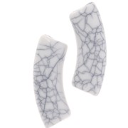 Curved tube beads 35x11mm crackle effect in opaque acrylic - White x6