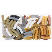 Set of 80 curved tube beads 22x8 mm in opaque acrylic - Multicolored