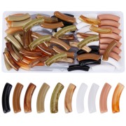 Set of 80 curved tube beads 22x8 mm in opaque acrylic - Multicolored