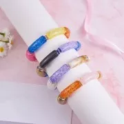 Set of 60 transparent acrylic curved tube beads 35x11mm crackle effect x1