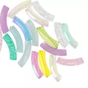 Assortment 160 curved tube beads 32x8mm acrylic - Various effects/Multicolor