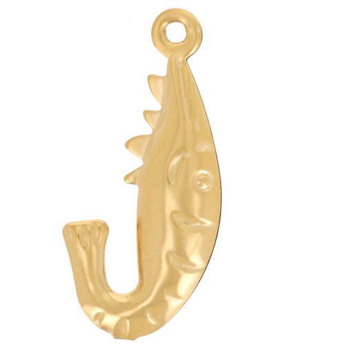 20x10mm 316L stainless steel Shrimp pendant - Gold x1