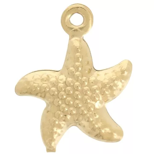 14x12mm Stainless Steel 304L Starfish Charm - Gold x1