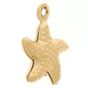 14x12mm Stainless Steel 304L Starfish Charm - Gold x1