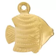 13x12mm Stainless steel 304L Fish charm - Gold x1