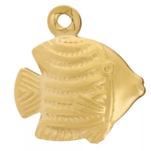 13x12mm Stainless steel 304L Fish charm - Gold x1