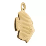 13x12mm Stainless steel 304L Fish charm - Gold x1