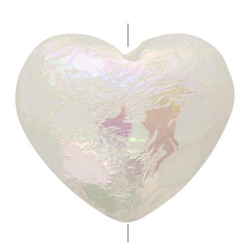 17x20mm imitation freshwater pearl Faceted heart bead - Iridescent white x1