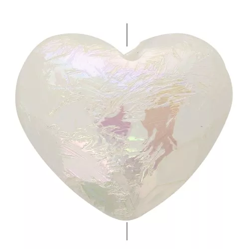 17x20mm imitation freshwater pearl Faceted heart bead - Iridescent white x1