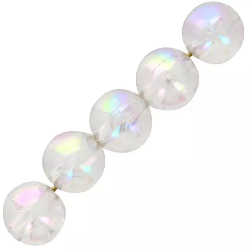 12mm Round acrylic beads - Transparent AB effect x8