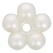 15mm Flower rondelle beads - imitation freshwater pearl - Cream Pearl x4