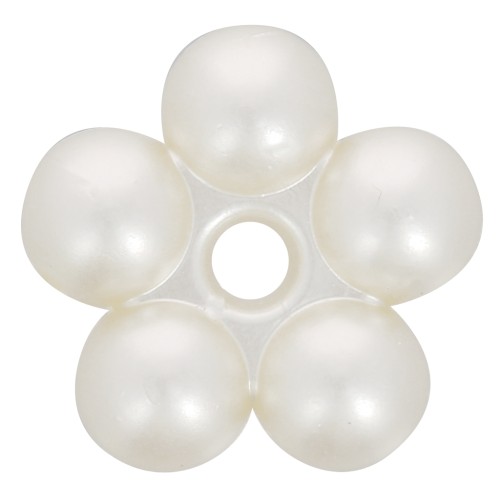 15mm Flower rondelle beads - imitation freshwater pearl - Cream Pearl x4