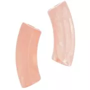 Clear acrylic 35x11mm curved tube beads - Salmon Marble x6