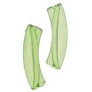 32x8mm Clear acrylic curved tube beads - Light green x6