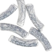 32x8mm Curved tube beads in opaque acrylic - crackle effect - White x6|raw }}