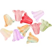 10x11mm Glass tulip flower beads - Transparent - Multicolored x10|raw }}