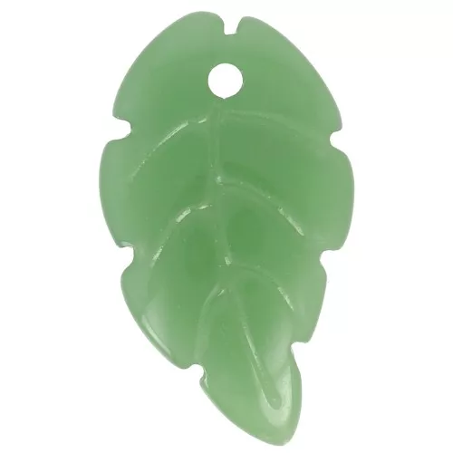 18x10mm Glass leaf pendant - Green x1