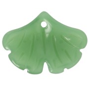 15x20mm Glass Ginkgo Leaf Pendant - Green x1