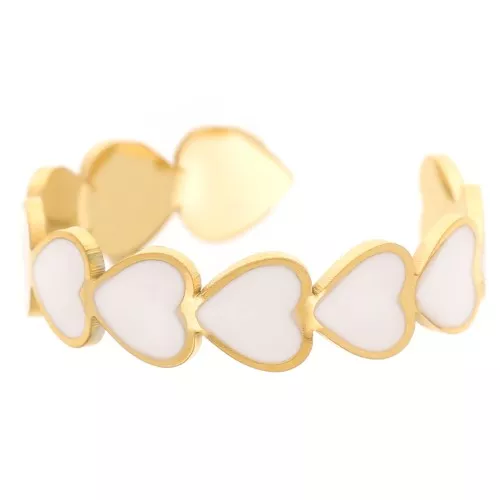 316L stainless steel epoxy resin Adjustable heart ring S52 to S58 - Gold - Whitex1