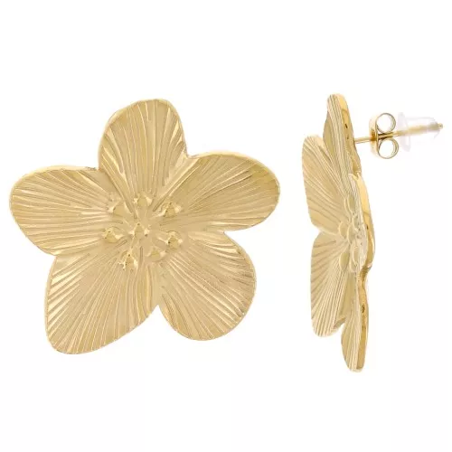 30mm Stainless steel 304L Cherry blossom earrings - Gold x2